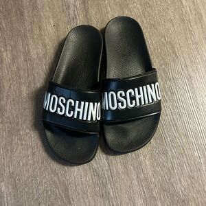 Moschino Black Logo Slide Sandals